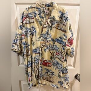 Vintage Car Print Casual Button Down Shirt